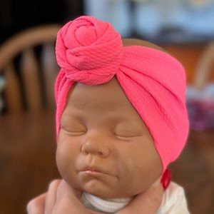 Handmade Baby Neon Pink Top Knot HeadWrap